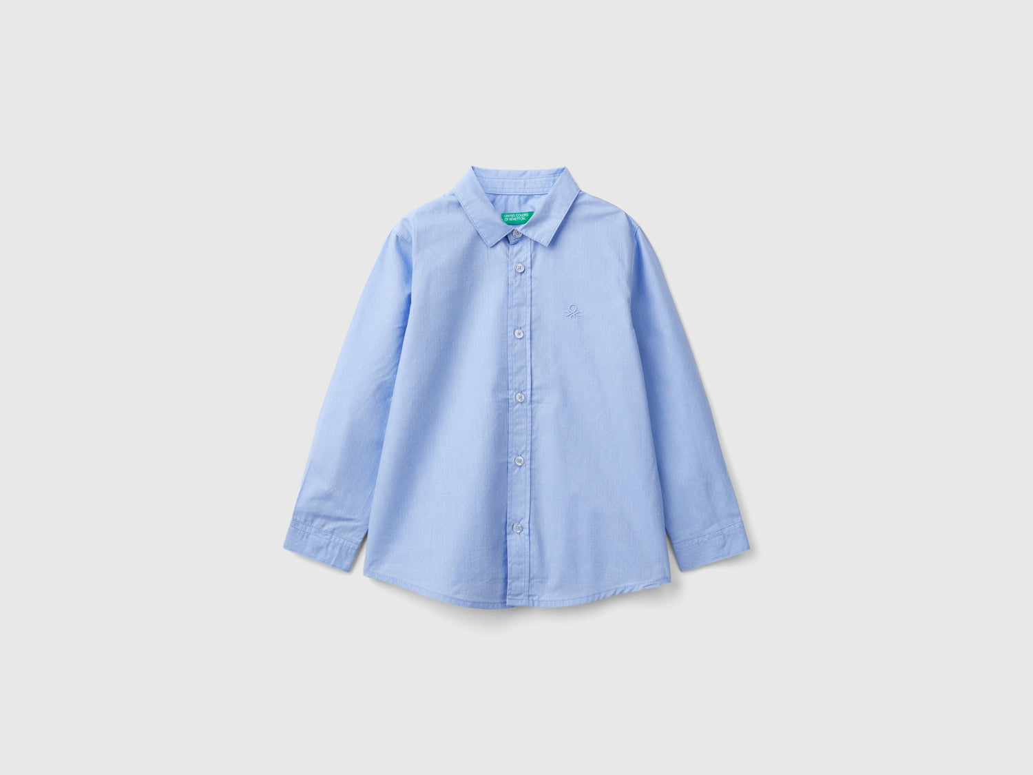 Camicia classica in puro cotone da bimbo azzurro | Benetton Outlet