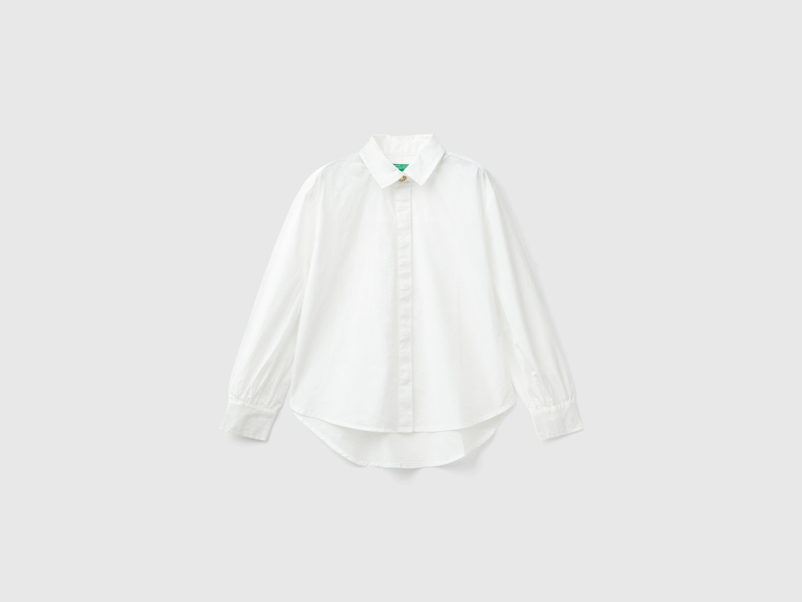 Camisa de algodón puro da bambina bianco panna | Benetton Outlet