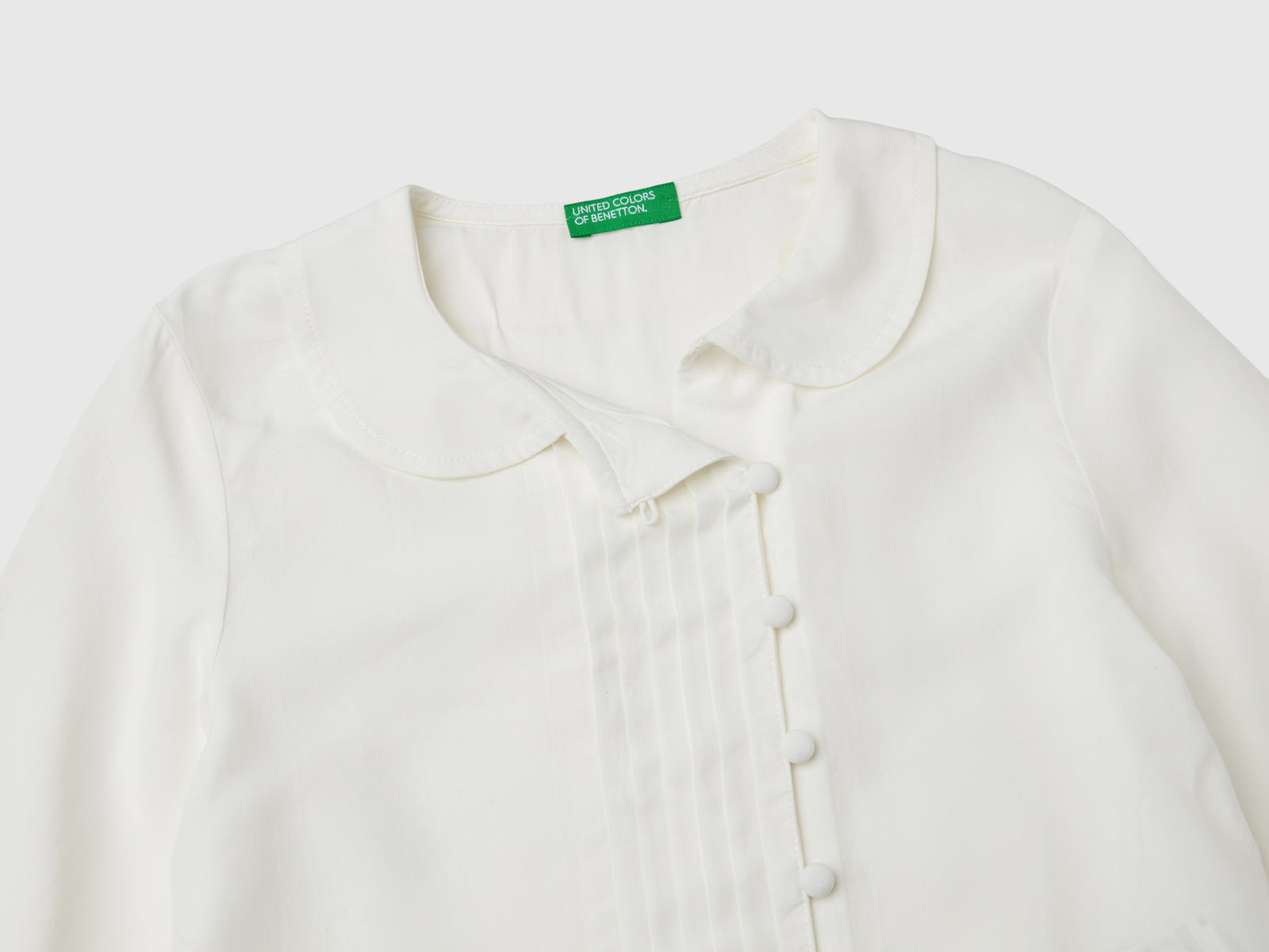 Camisa de mezcla de viscosa da bambina bianco panna 3 | Benetton Outlet