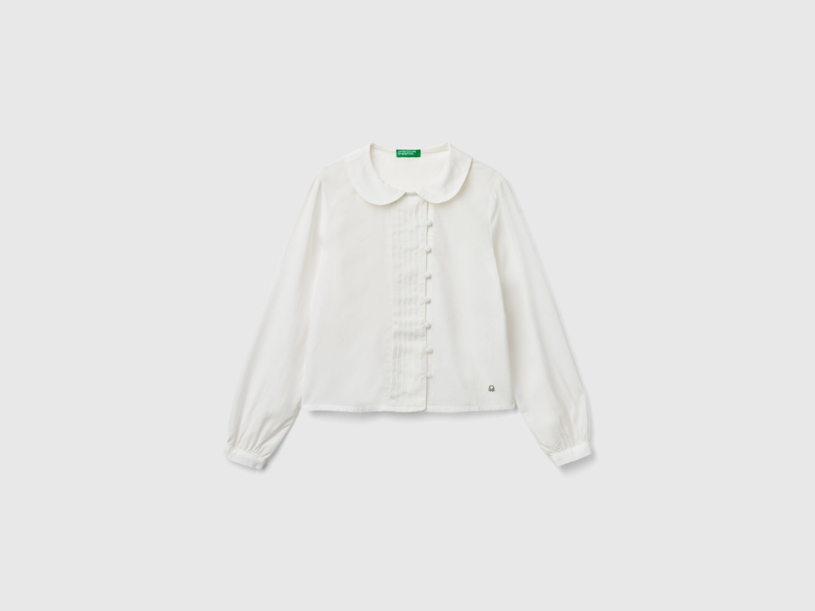 Camisa de mezcla de viscosa da bambina bianco panna | Benetton Outlet