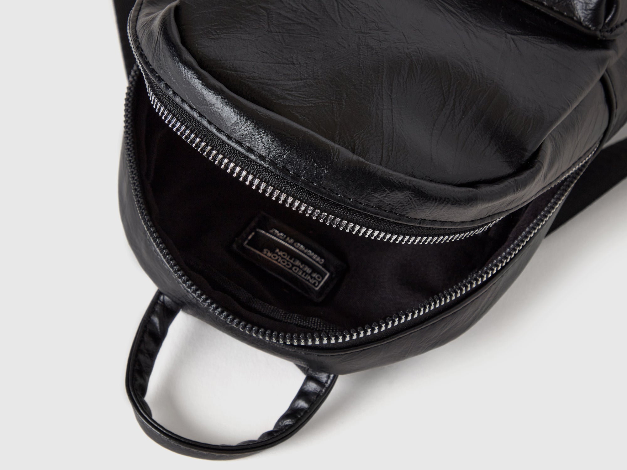 benetton backpack leather Coated fabric backpack da bambina nero