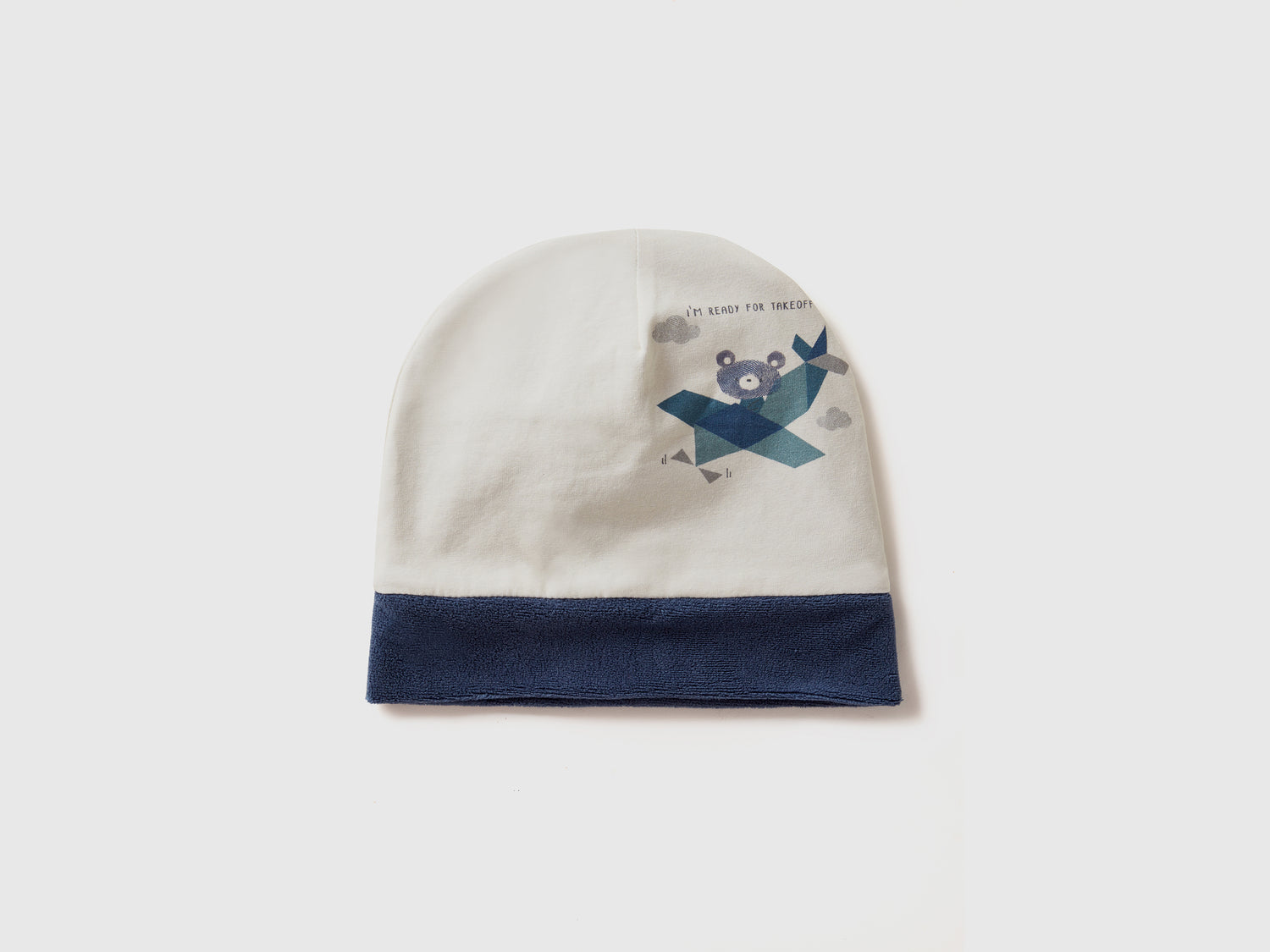 Cappellino con stampa in cotone stretch da neonato avio | Benetton Outlet