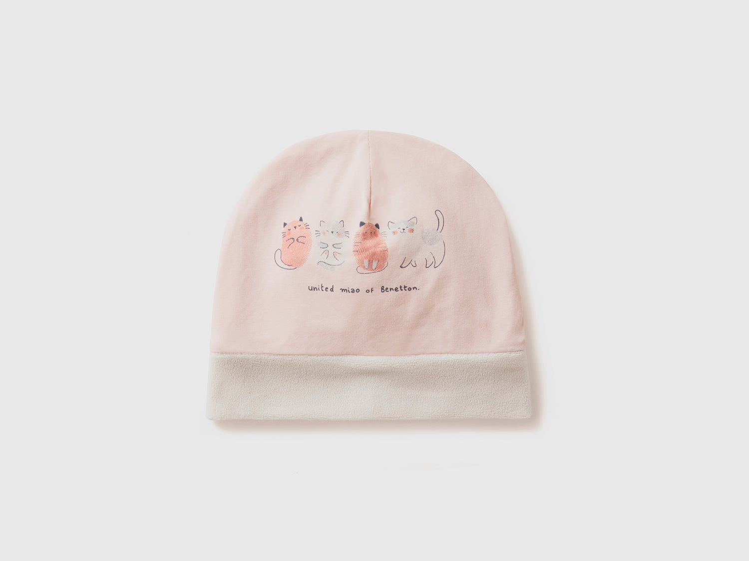 Cappellino con stampa in cotone stretch da neonato rosa tenue | Benetton Outlet
