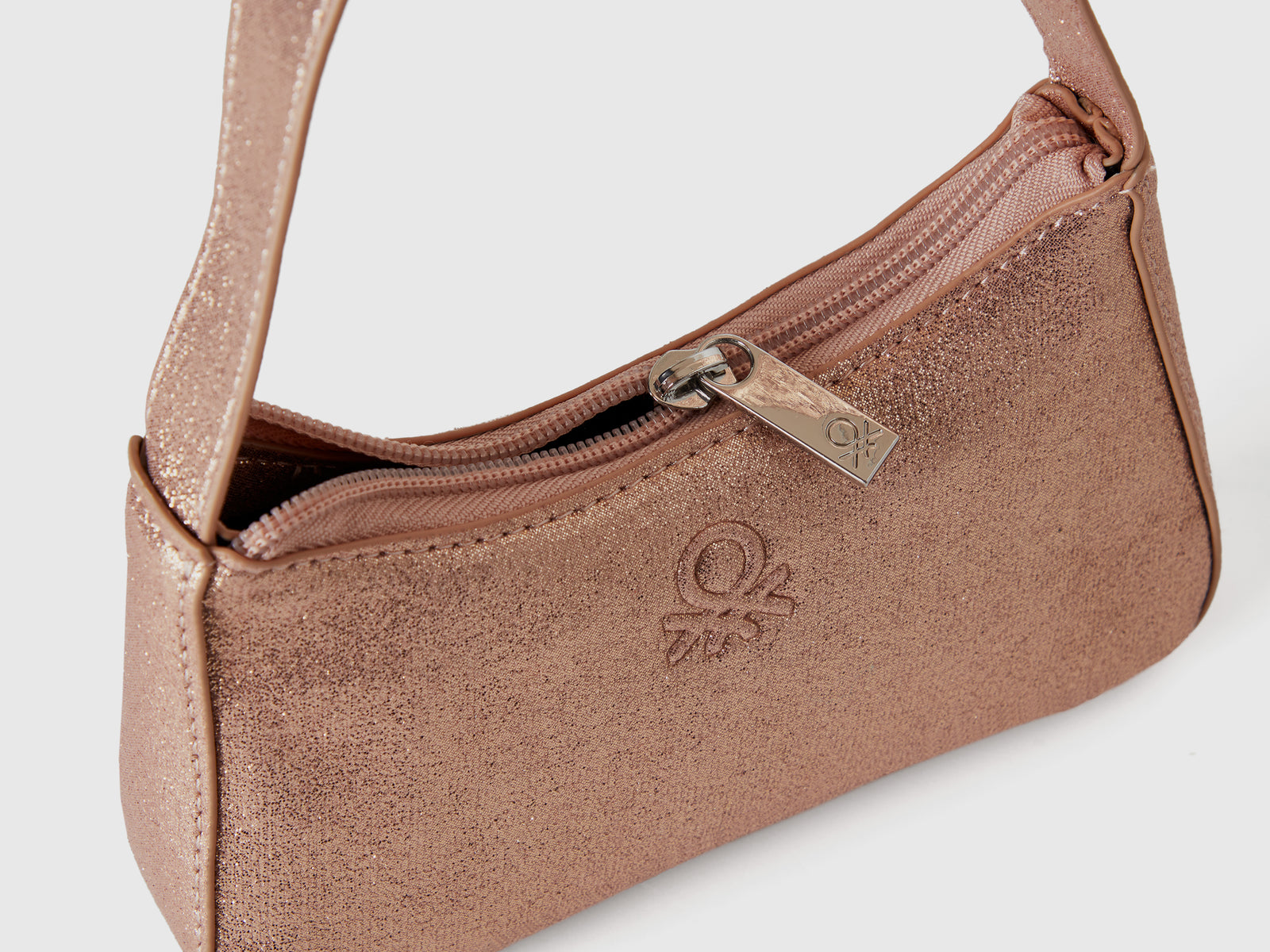Borsa a mano con paillettes e lurex da bambina rosa tenue 3 | Benetton Outlet