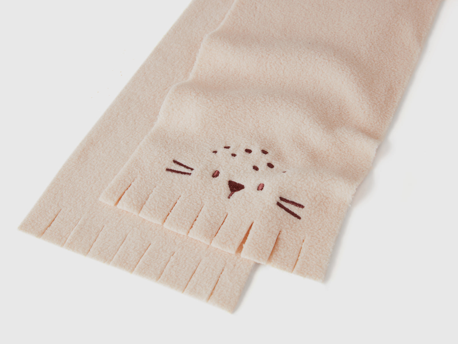 Fleece scarf with animal embroidery da neonato rosa tenue 3 | Benetton Outlet