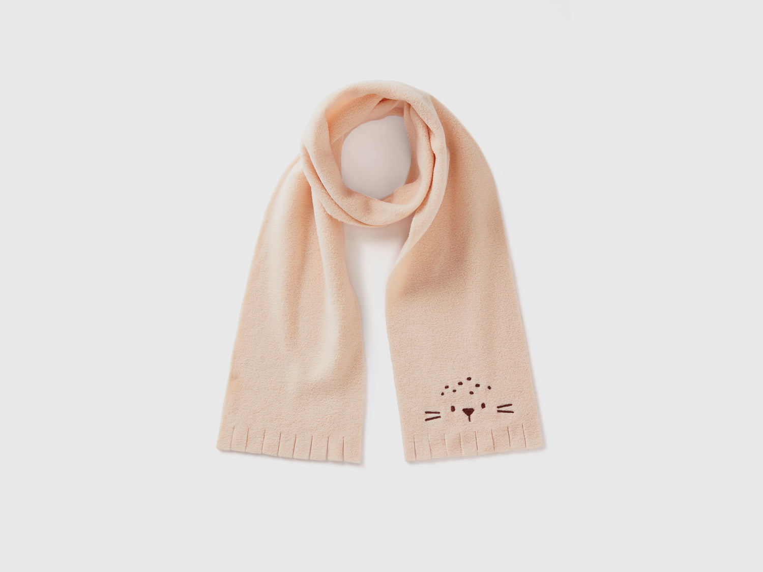 Sciarpa in pile con ricamo animaletto da neonato rosa tenue | Benetton Outlet
