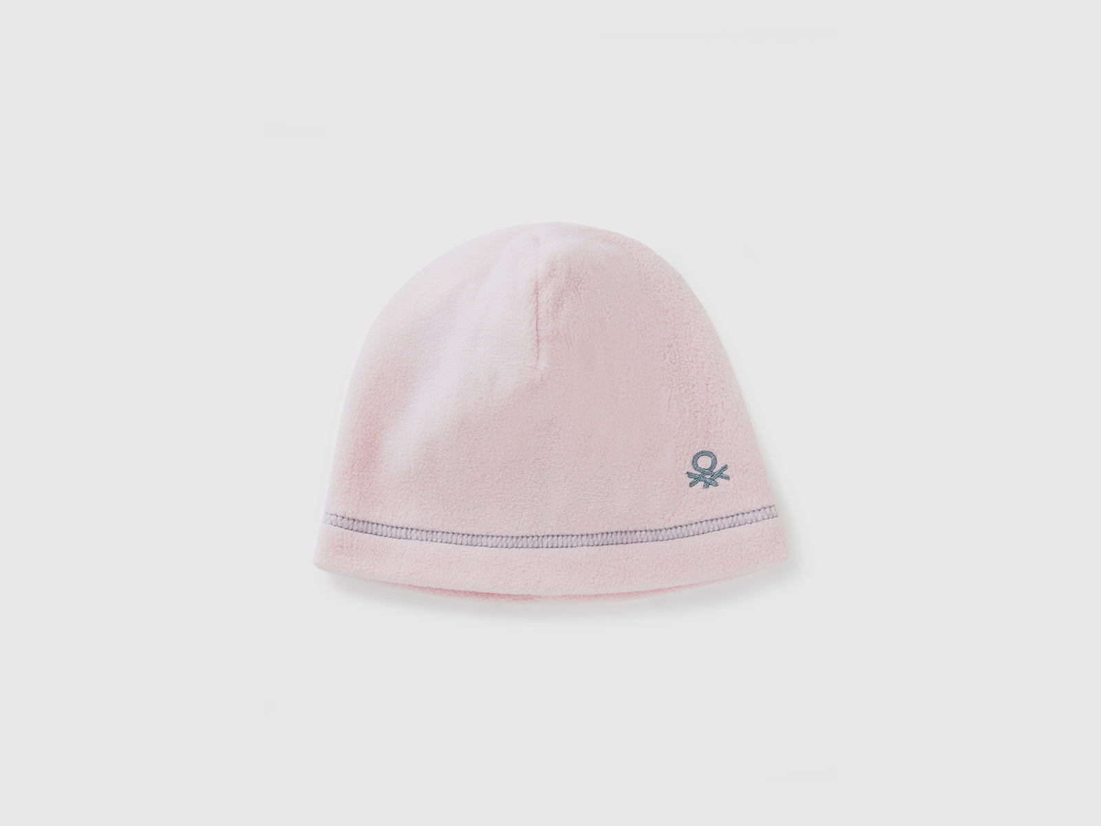 Berretto con logo in pile da bimbo rosa tenue | Benetton Outlet