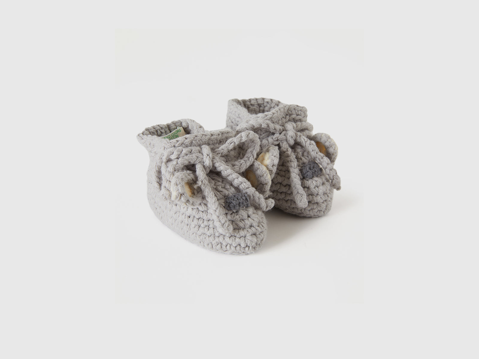 Zapatos hechos a mano con apliques da neonato grigio chiaro 3 | Benetton Outlet