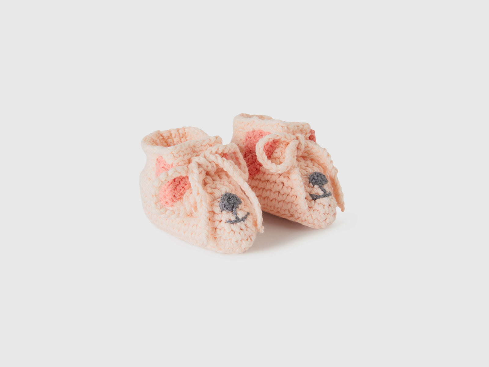 Scarpine fatte a mano con applicazioni da neonato rosa tenue 3 | Benetton Outlet