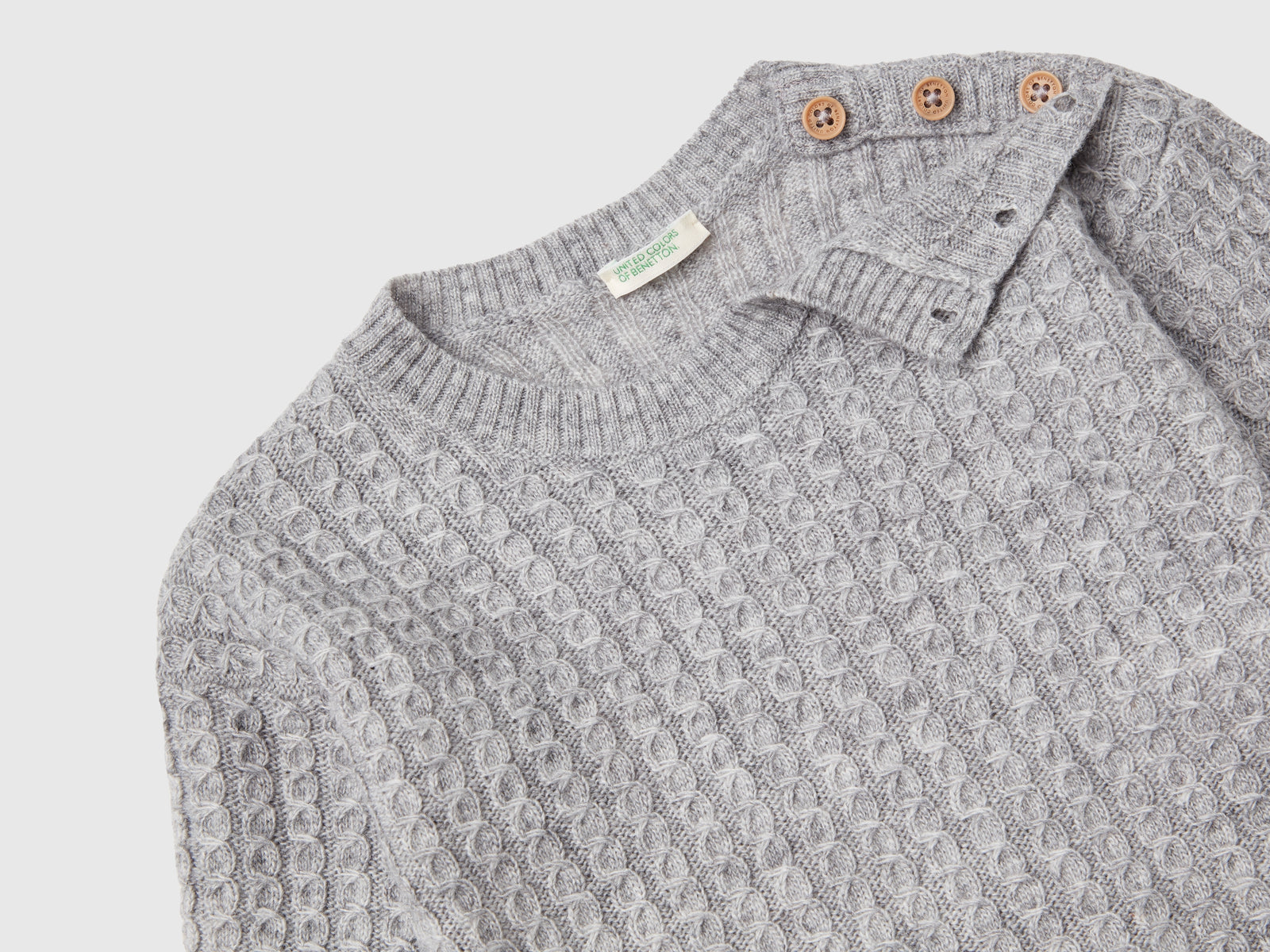 Completo in misto lana e cashmere da neonato grigio chiaro 2 | Benetton Outlet