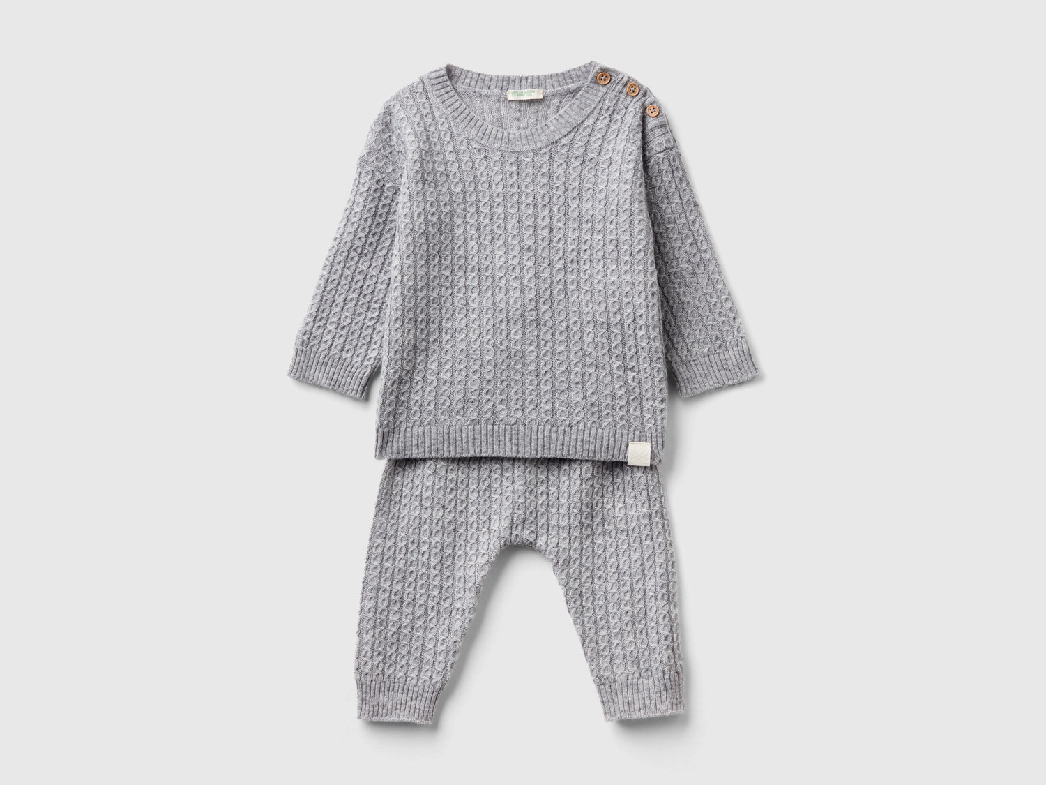 Completo in misto lana e cashmere da neonato grigio chiaro | Benetton Outlet