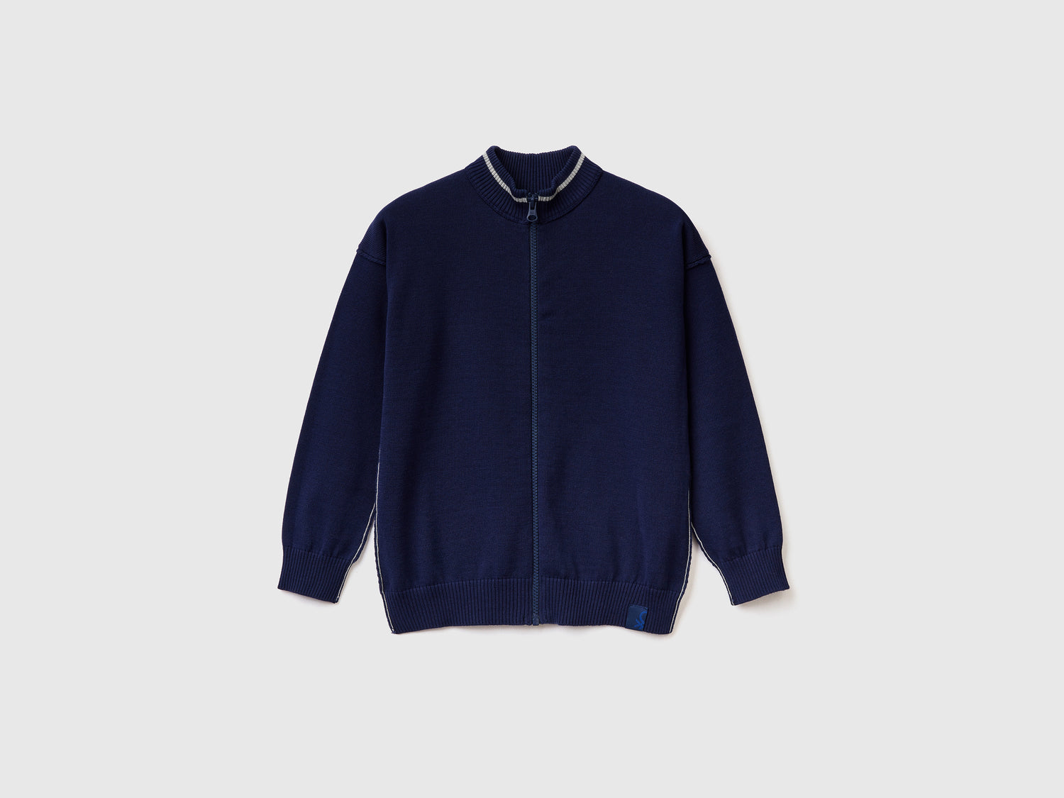 Cotton zip-up cardigan da bambino blu scuro | Benetton Outlet