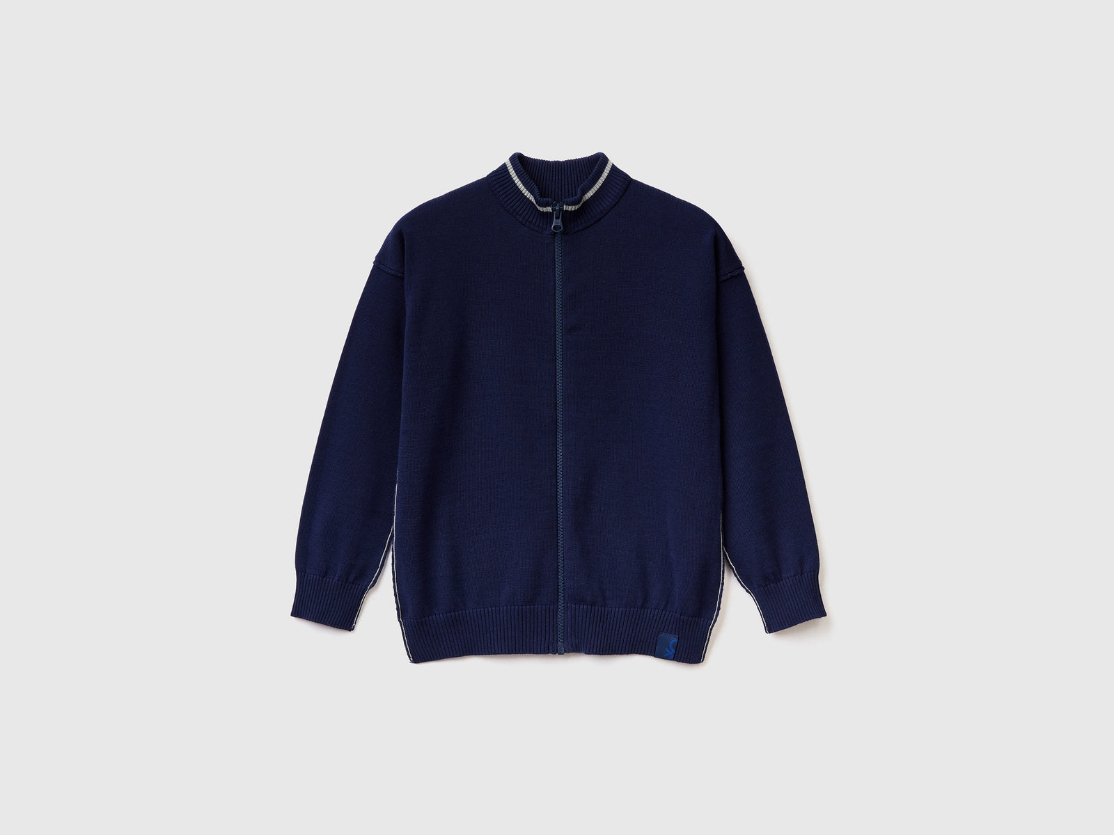 Cotton zip-up cardigan da bambino blu scuro | Benetton Outlet