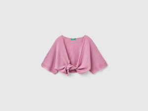 Cardigan a manica corta in misto lino