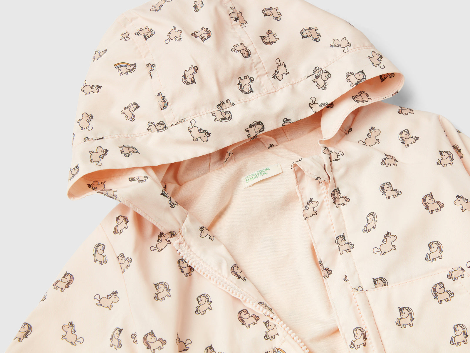 Giubbino con stampa unicorni da neonato rosa tenue 3 | Benetton Outlet