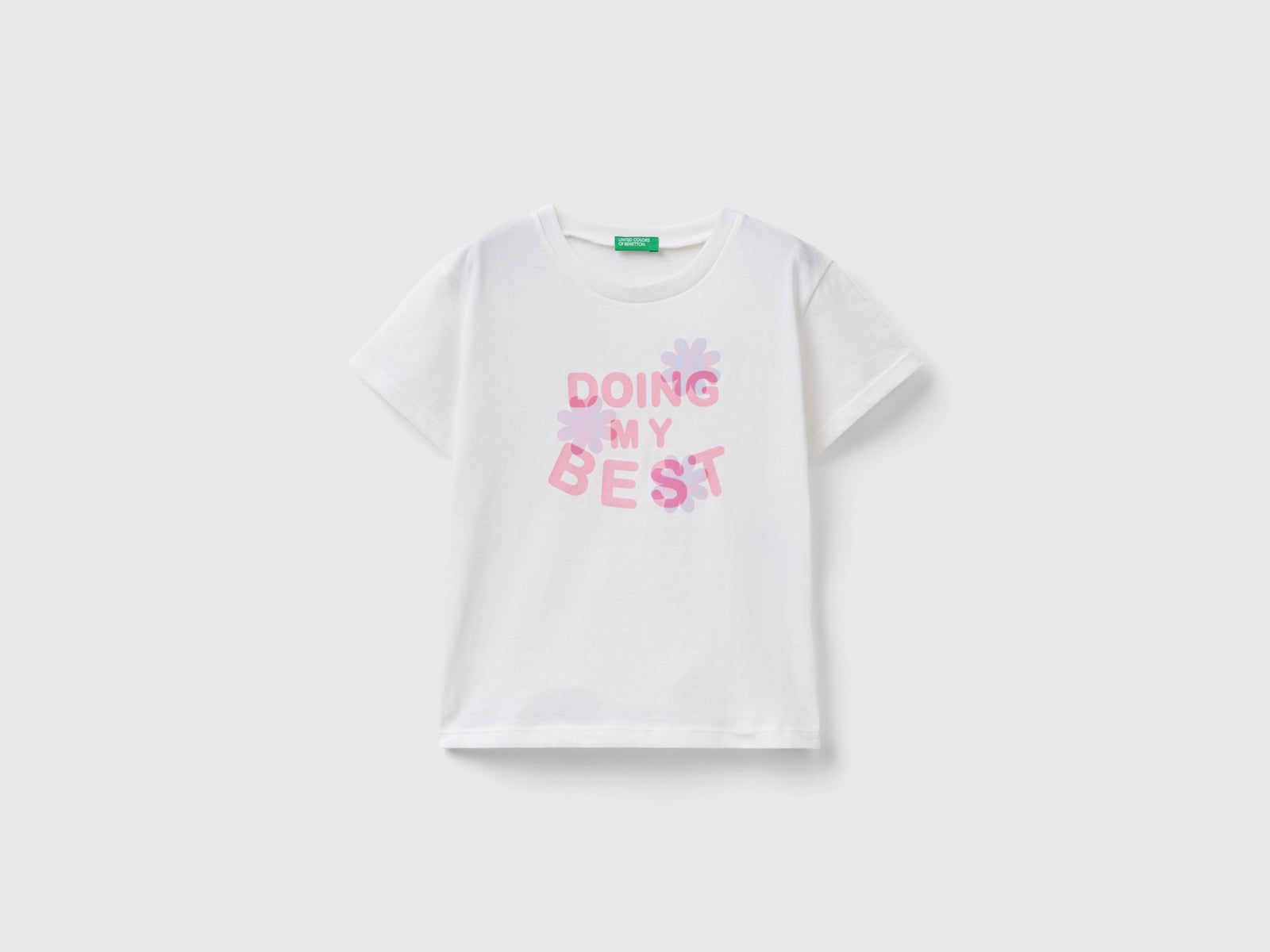 T-shirt boxy fit con dettagli laminati da bimba bianco | Benetton Outlet