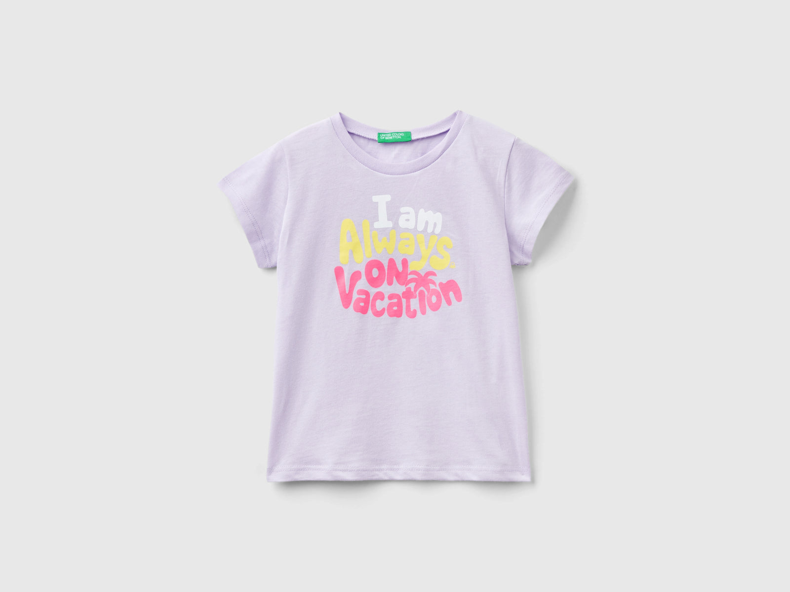 Maglietta con dettagli fluo da bimba lilla | Benetton Outlet