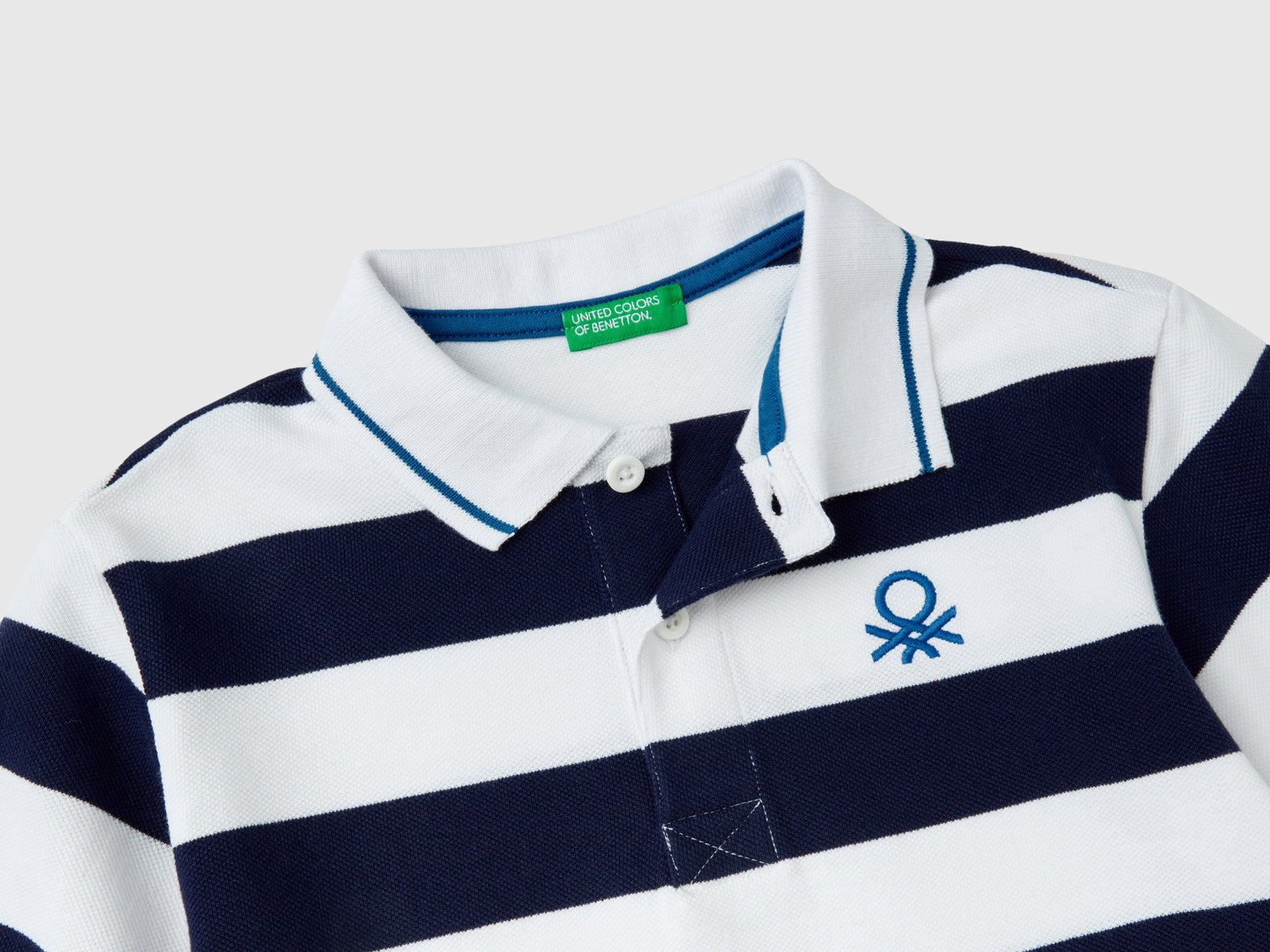 Polo manica corta a righe da bambino blu scuro 2 | Benetton Outlet