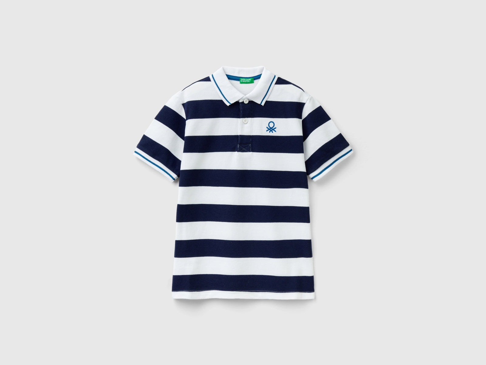 Polo manica corta a righe da bambino blu scuro | Benetton Outlet