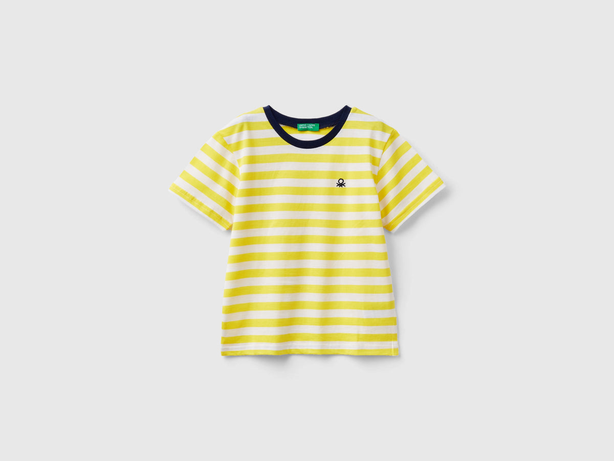 Maglietta a righe 100% cotone da bimbo giallo | Benetton Outlet
