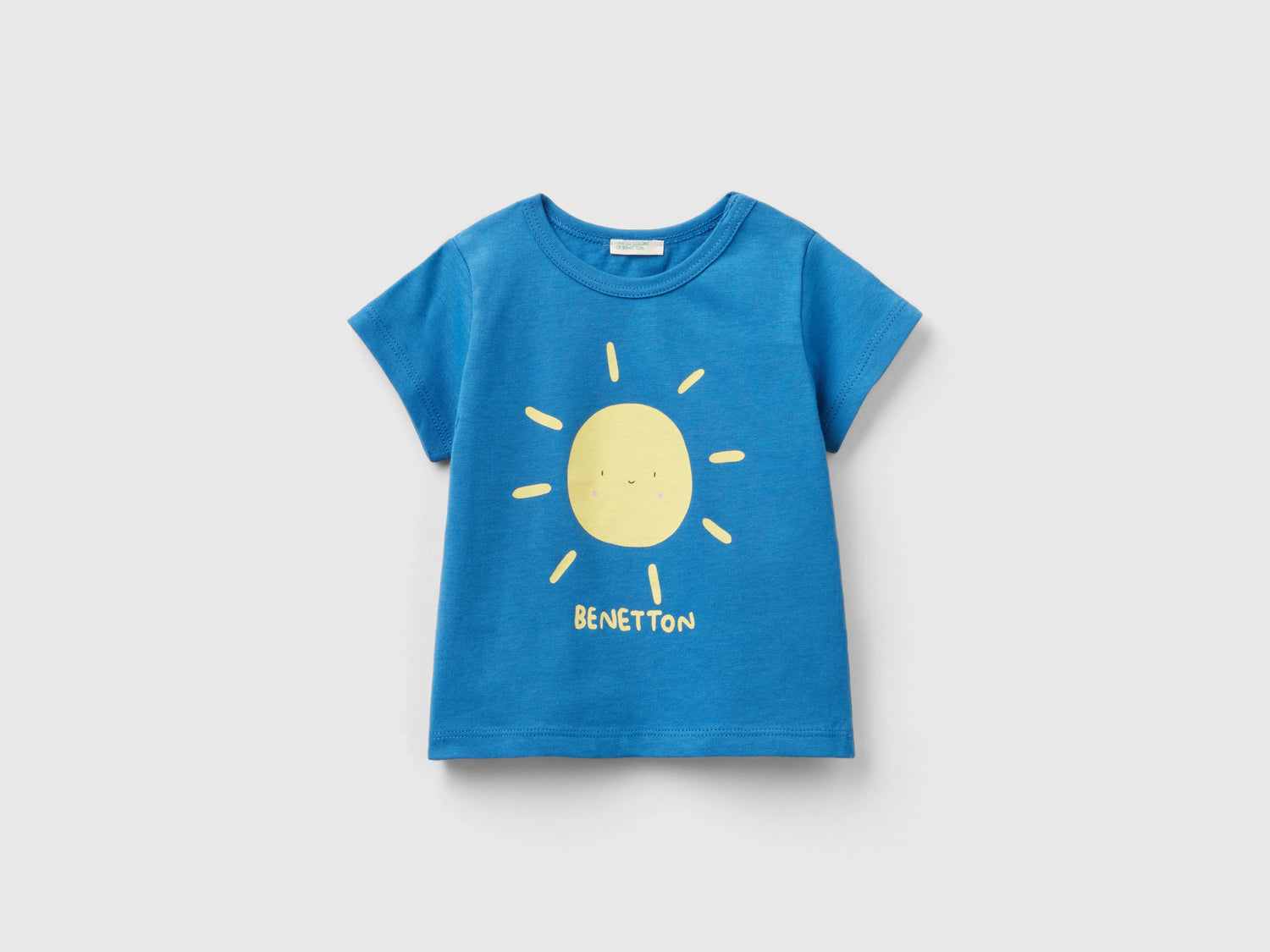 T-shirt in cotone bio con stampa da neonato blu | Benetton Outlet