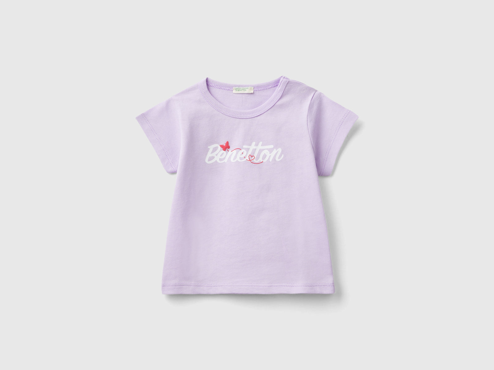 T-shirt in cotone bio da neonato lilla | Benetton Outlet