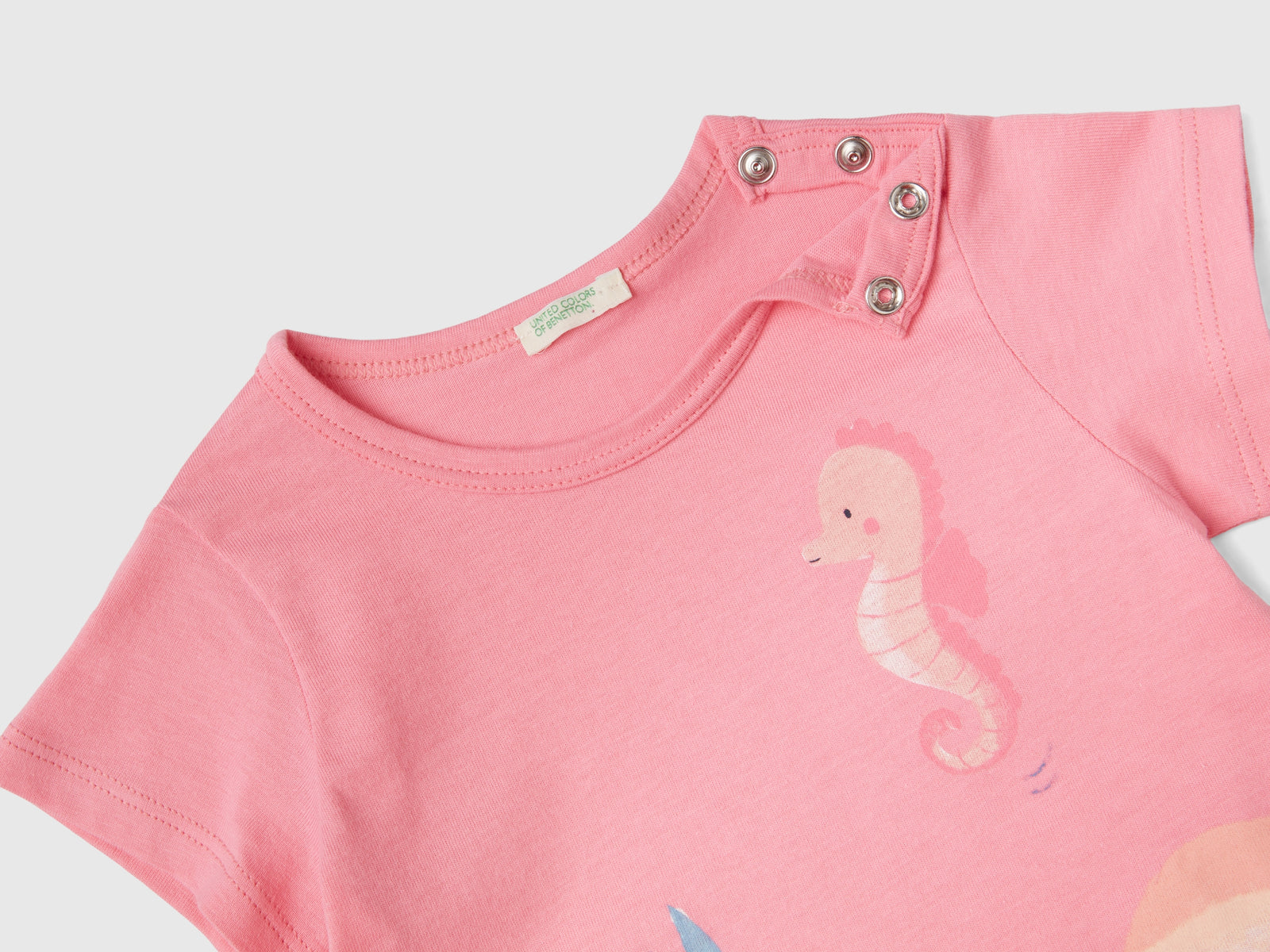 T-shirt con stampa e patch da neonato rosa 2 | Benetton Outlet