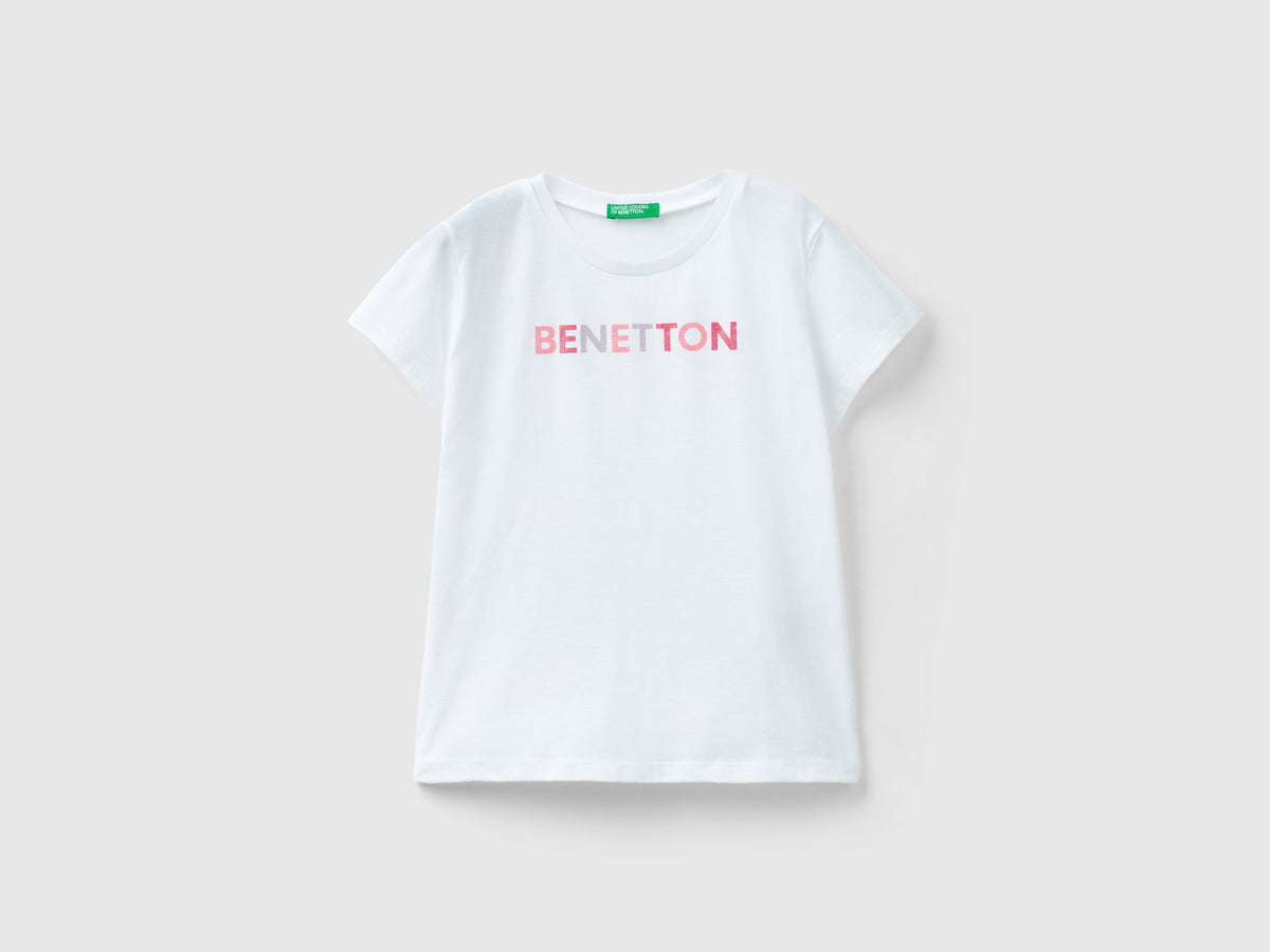 T-shirt con logo glitter in cotone bio