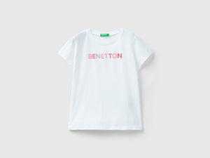 T-shirt con logo glitter in cotone bio