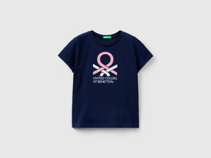 T-shirt con logo glitter in cotone bio