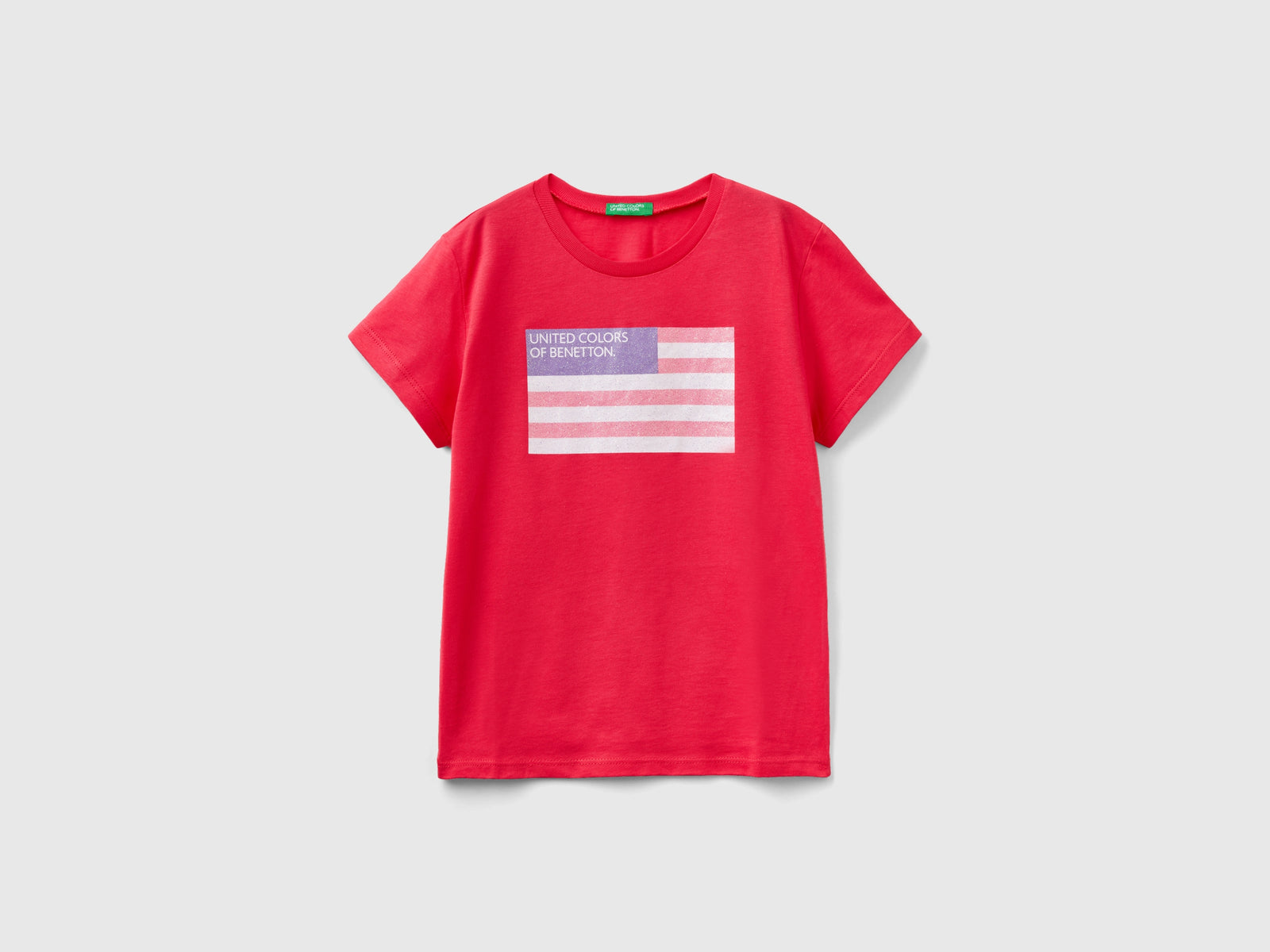 T-shirt con logo glitter da bambina fucsia | Benetton Outlet
