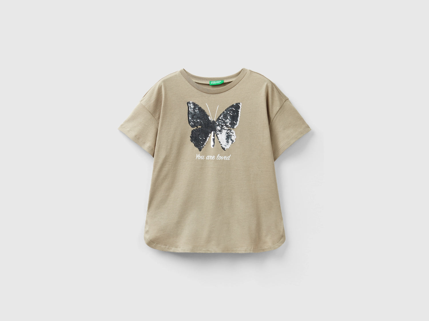 Maglietta con paillettes reversibili da bambina beige | Benetton Outlet