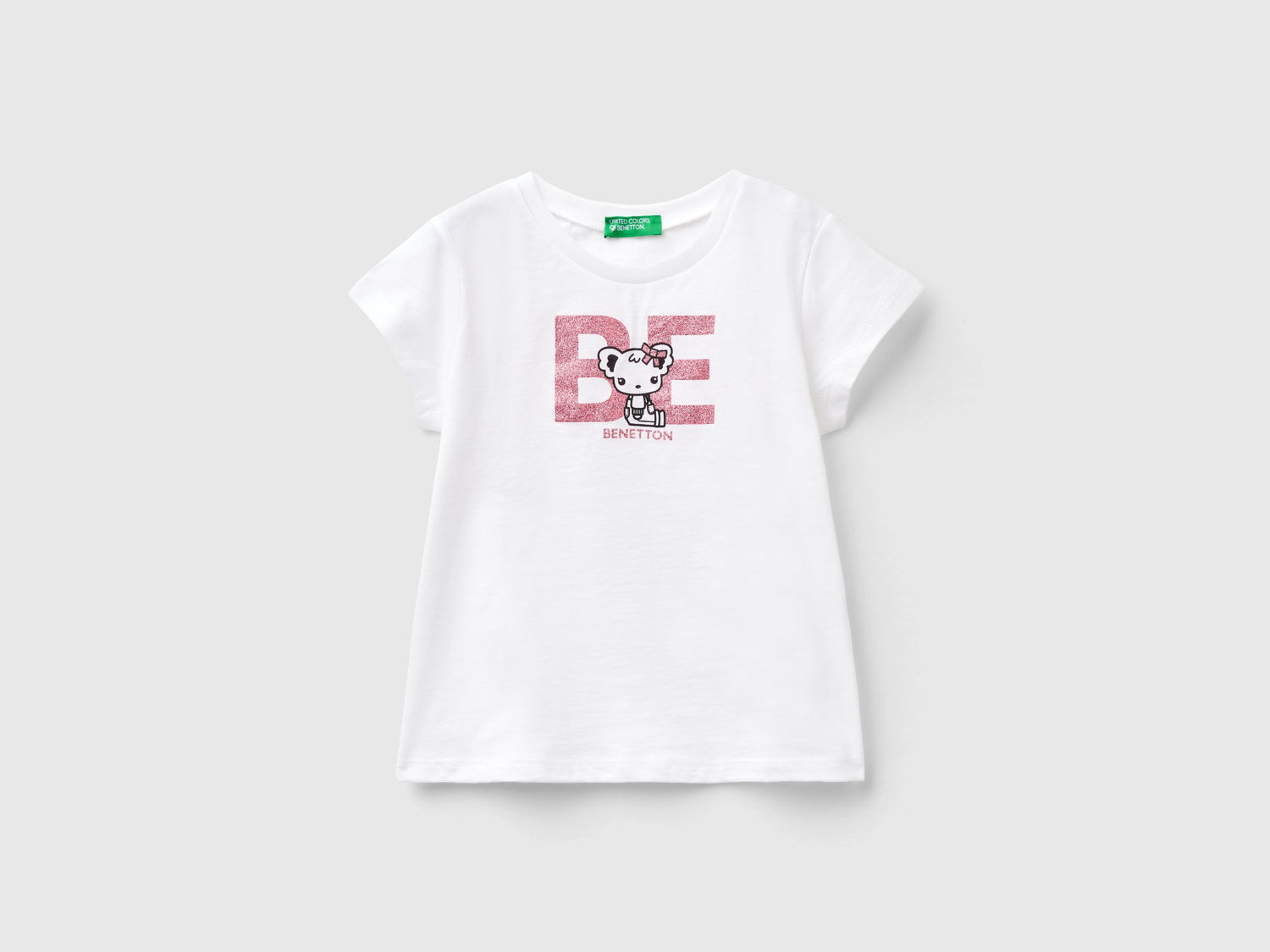 T-shirt in cotone bio con stampa da bimba bianco | Benetton Outlet