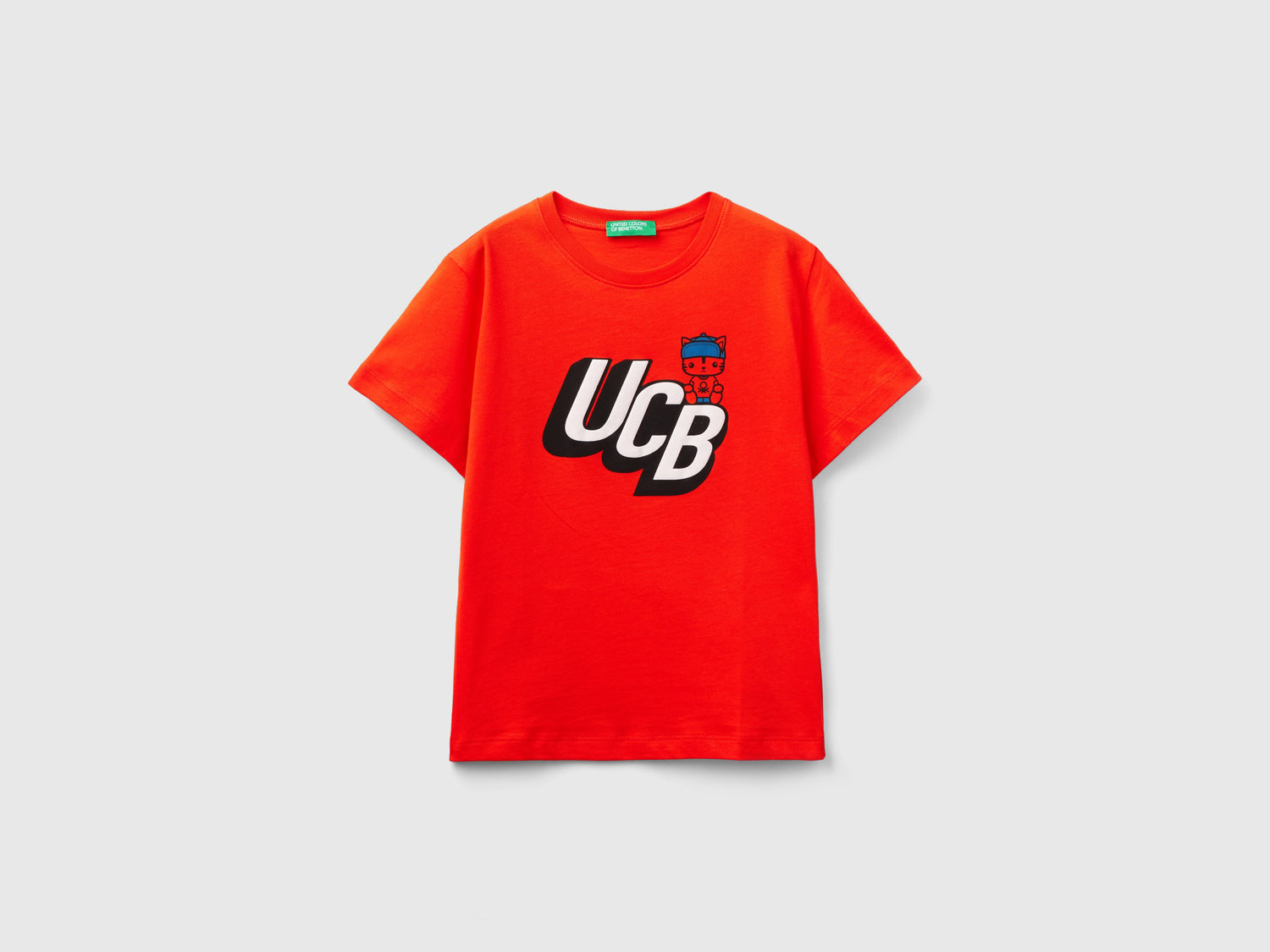 T-shirt 100% cotone bio con stampa da bimbo rosso corallo | Benetton Outlet