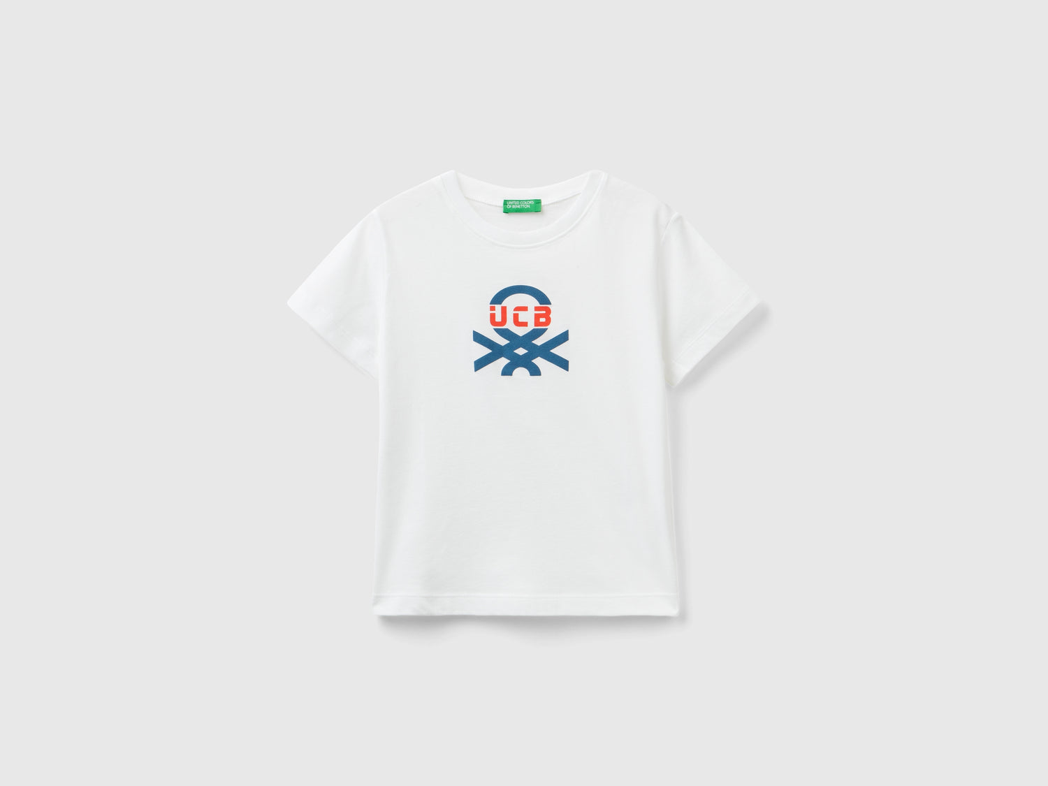 T-shirt 100% cotone bio con stampa da bimbo bianco | Benetton Outlet