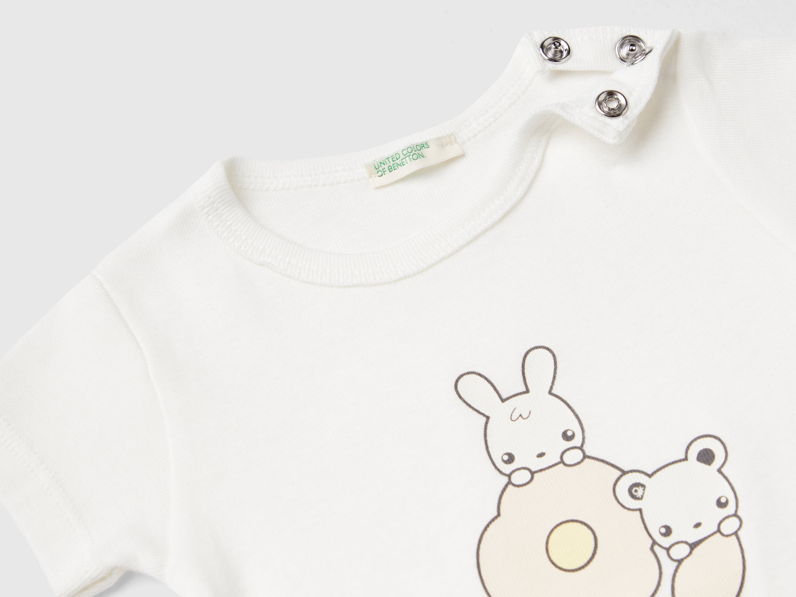 Maglietta 100% cotone biologico da neonato bianco panna 2 | Benetton Outlet