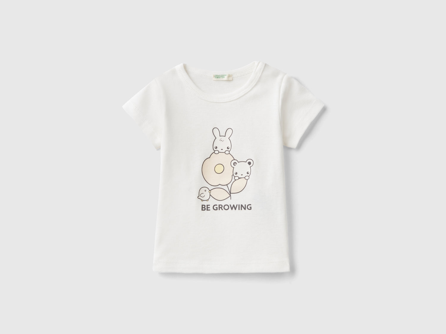 Maglietta 100% cotone biologico da neonato bianco panna | Benetton Outlet
