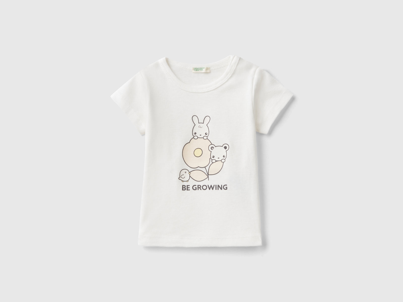 Maglietta 100% cotone biologico da neonato bianco panna | Benetton Outlet