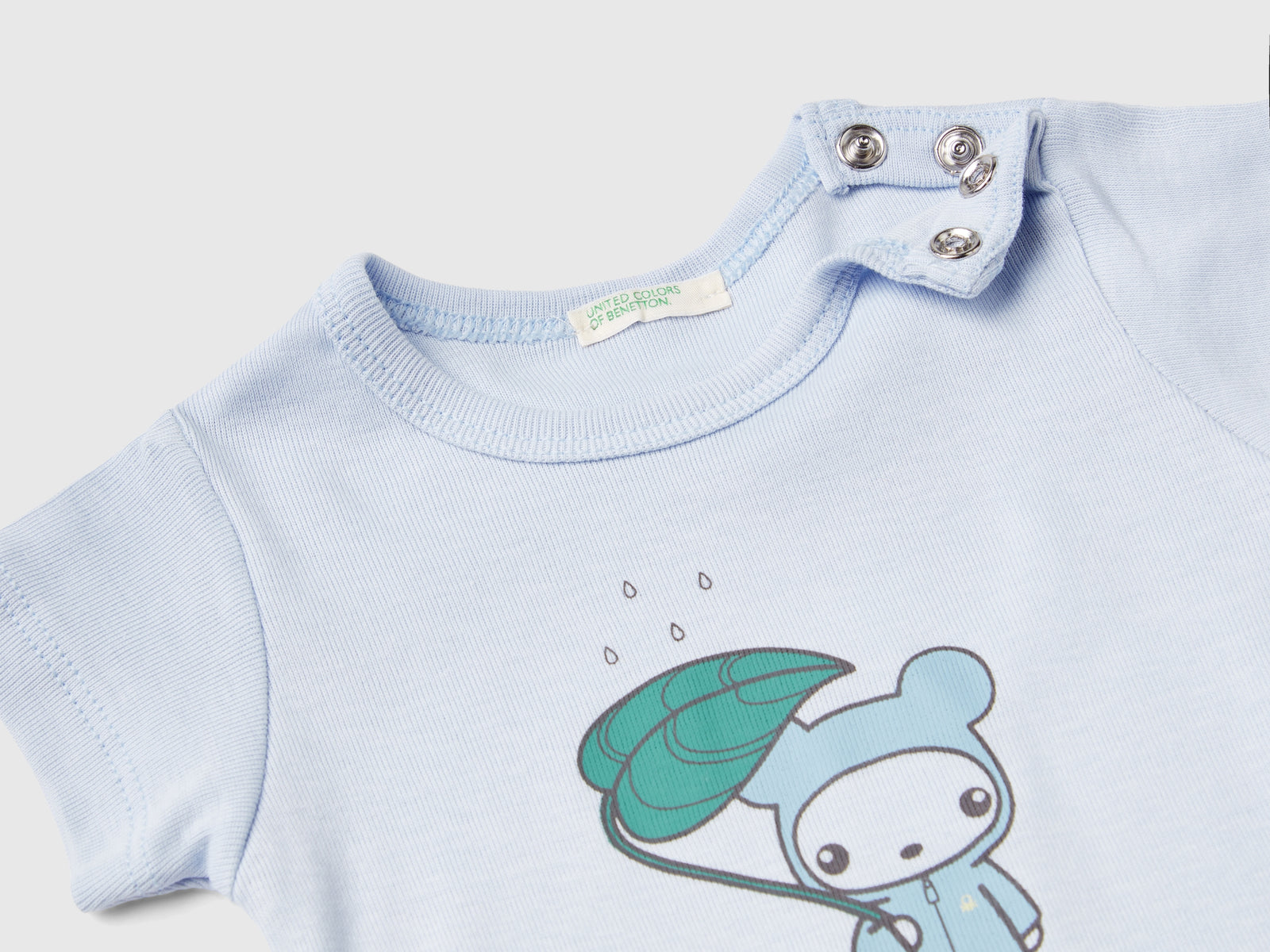 Maglietta 100% cotone biologico da neonato celeste 2 | Benetton Outlet