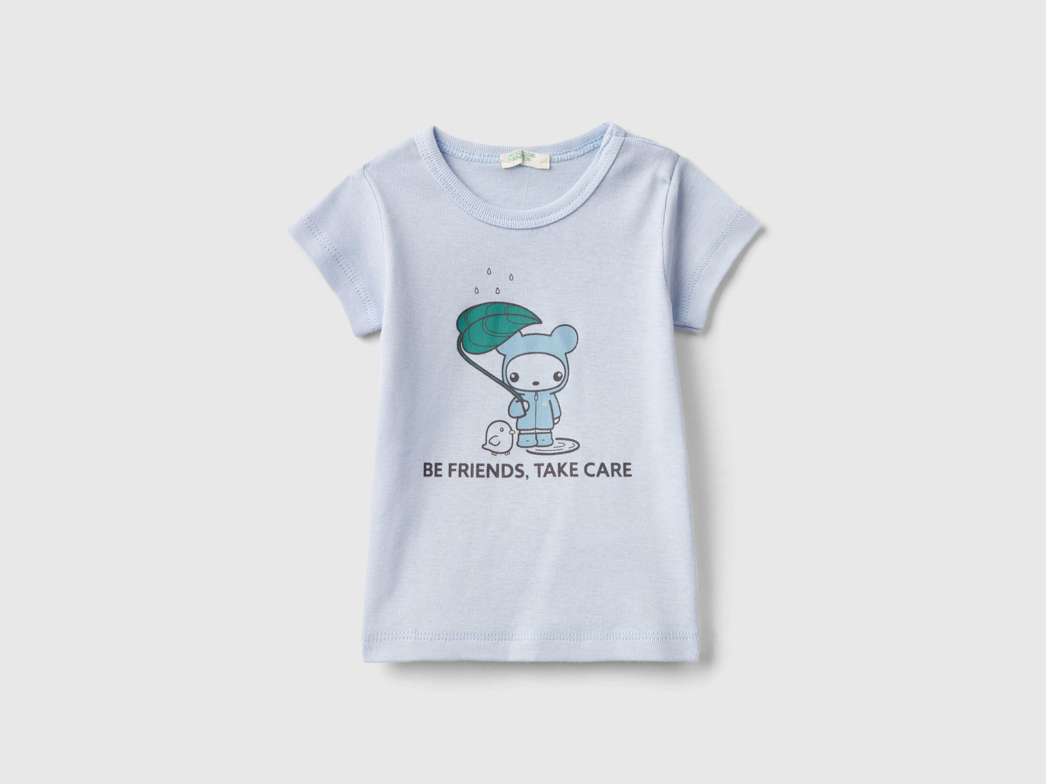 Maglietta 100% cotone biologico da neonato celeste | Benetton Outlet