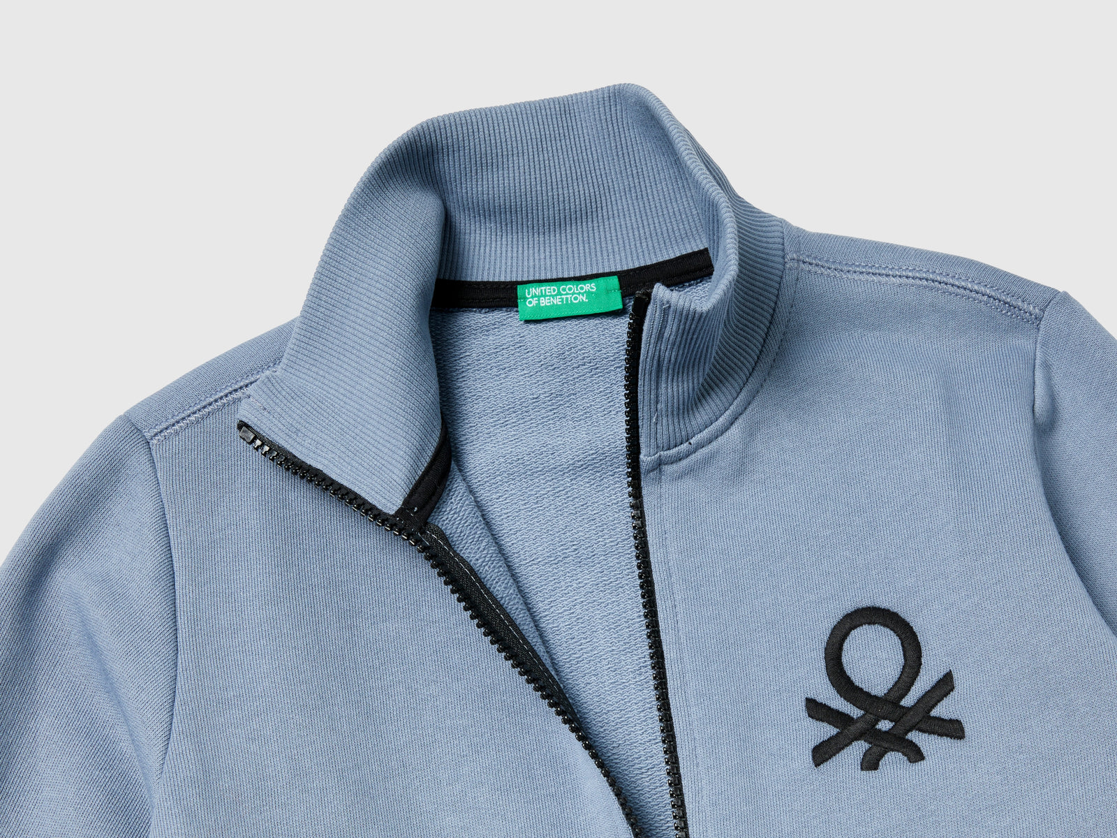 Felpa con zip in puro cotone da bambino avio 2 | Benetton Outlet
