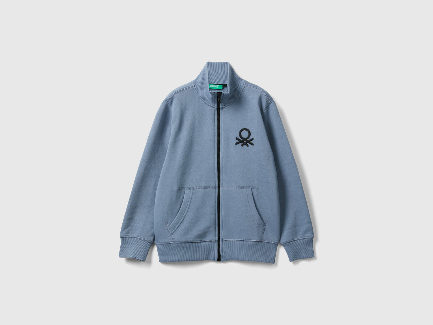 Felpa con zip in puro cotone da bambino avio | Benetton Outlet