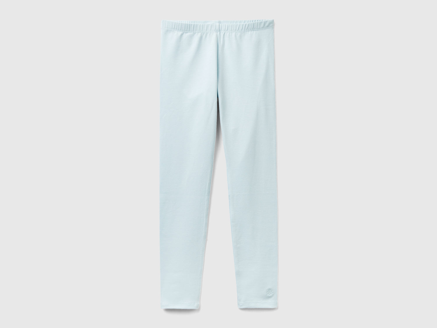 Leggings in cotone stretch con logo da bambina azzurro | Benetton Outlet