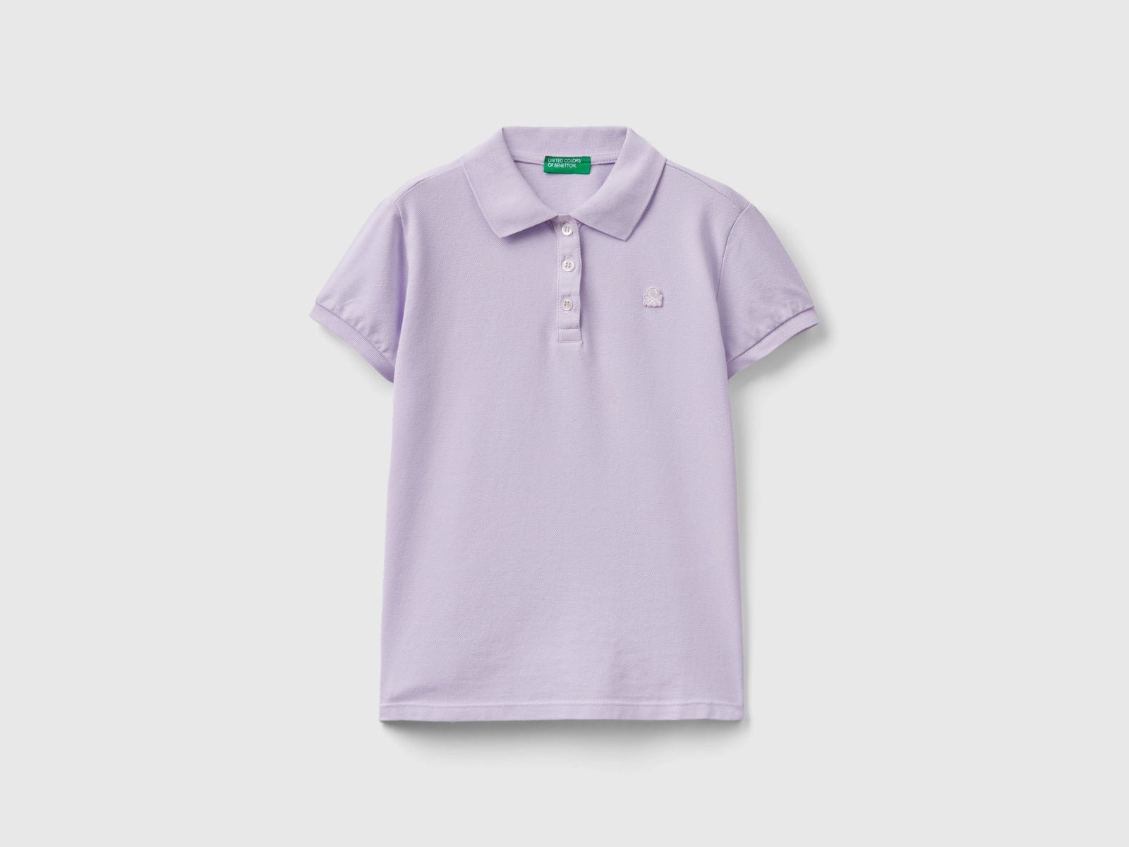 Polo manica corta in cotone da bambina lilla | Benetton Outlet