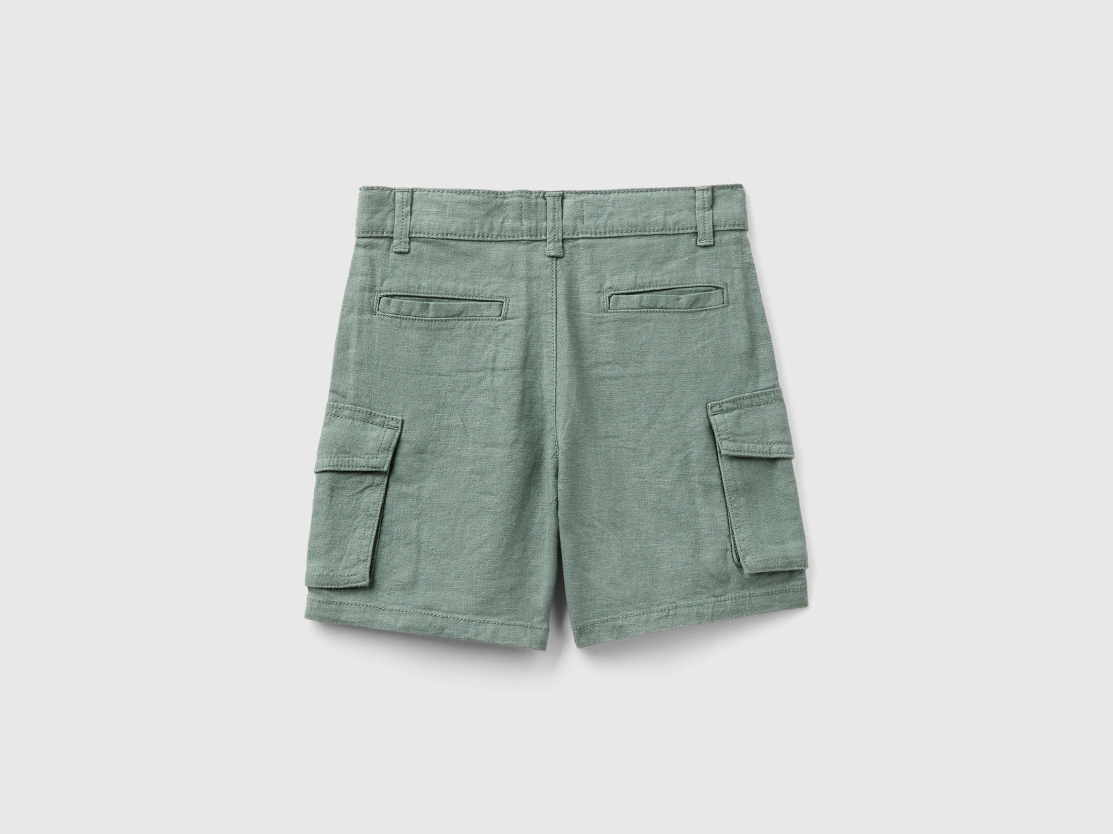 Bermuda cargo in misto lino da bimbo verde militare 2 | Benetton Outlet