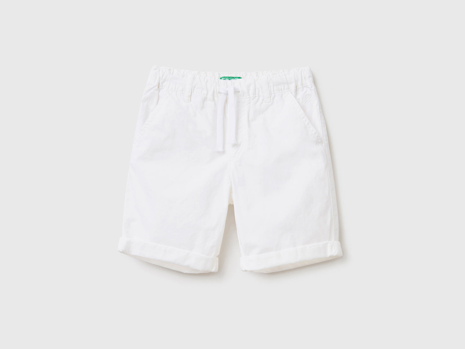 Shorts 100% cotone con coulisse da bimbo bianco | Benetton Outlet