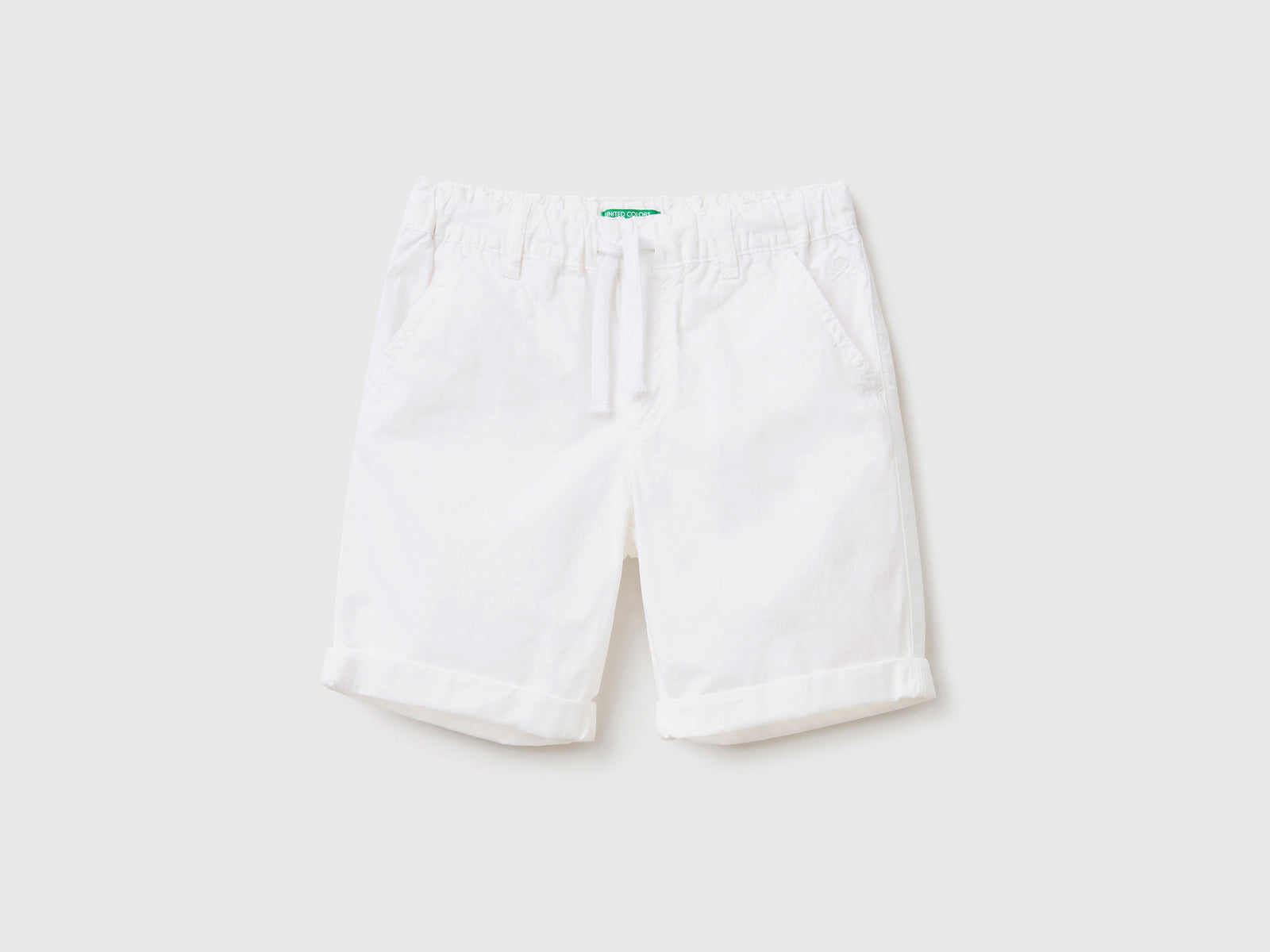 Shorts 100% cotone con coulisse da bimbo bianco | Benetton Outlet