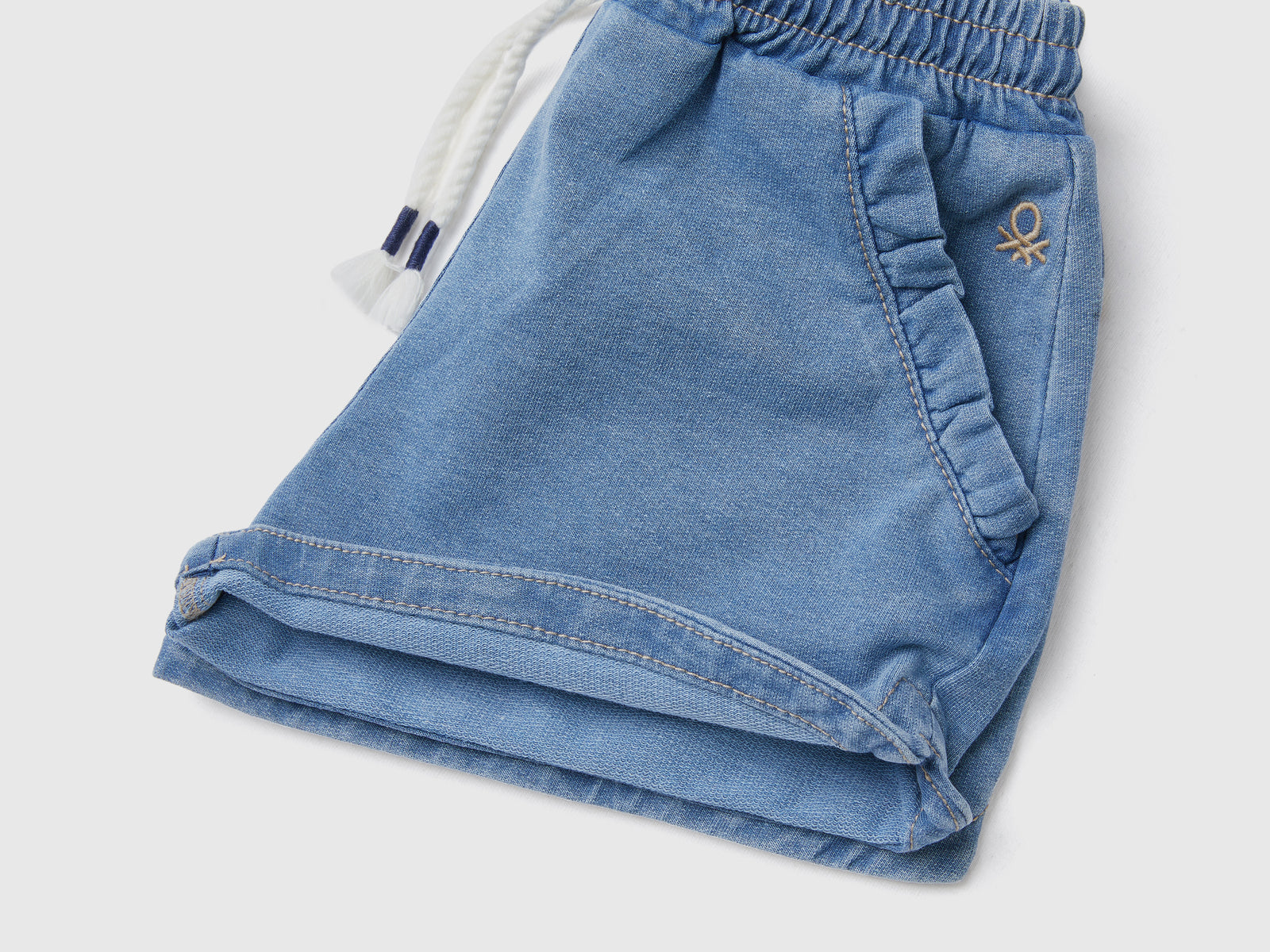Bermudas de polar con efecto denim da bimba azzurro 2 | Benetton Outlet