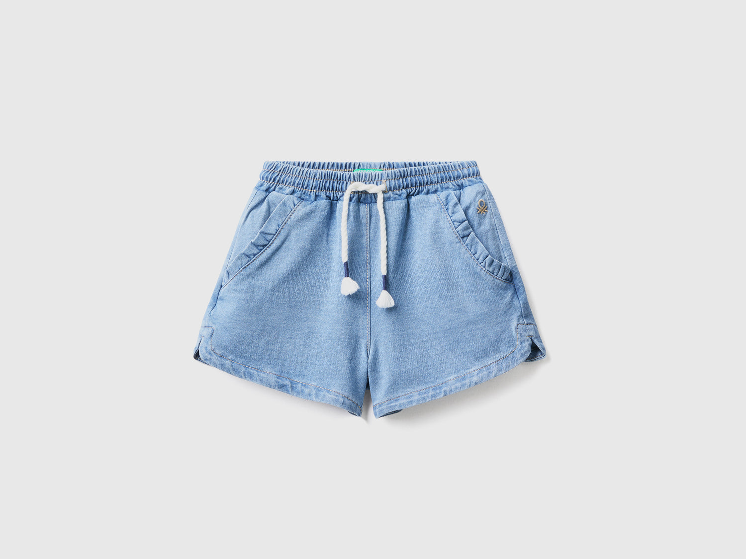 Bermudas de polar con efecto denim da bimba azzurro | Benetton Outlet