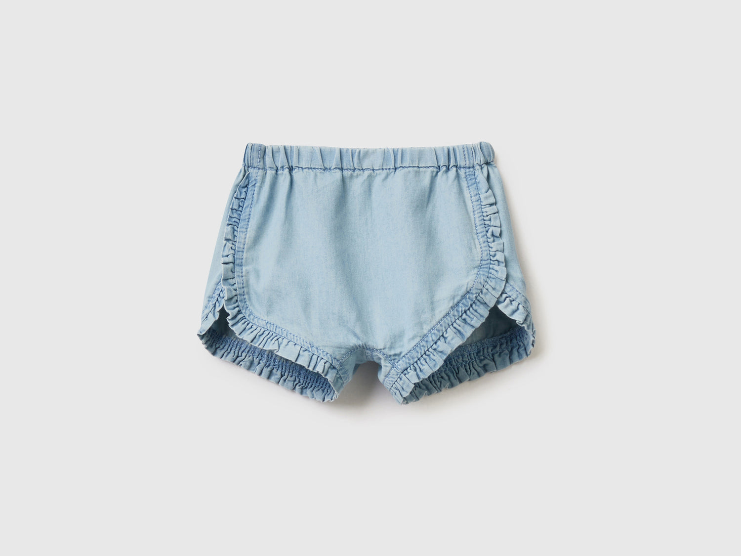 Pantalones cortos con volantes da neonato celeste | Benetton Outlet